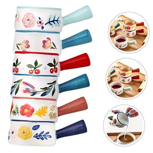YARNOW 6 Pièces Petit Pot à Lait en Céramique Crémier De Lait De Café Mini Pichet à Sauce Pichet De Service Pot à Crème pour Pots à Crème en Céramique Concentré Tasse De Lait