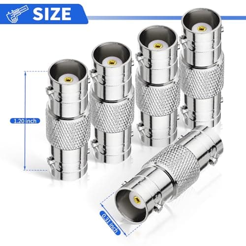 Superbat Connecteur BNC 50 ohms BNC Femelle à Femelle Barillet 5 Pièces Adaptateur Coaxial RF à Faible Perte Support HD-SDI/3G-SDI/4K/8K pour Moniteur Caméra de Sécurité DVR Enregistreur