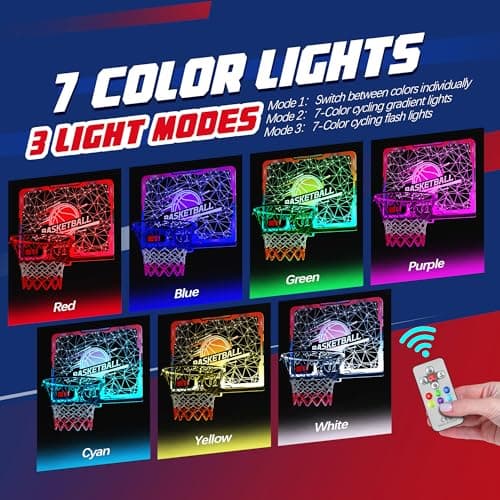 SKERITO Kids Indoor Basketball Hoops - Basketball Basket with 7 Lights and Timer, Mini Basketball Rim for Room with 3 Balls and Scoreboard, Basketball Hoop Goal Set, Boys Sports Toys, Outdoor, Indoor