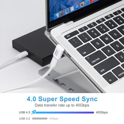 Adaptateur USB C 40 Gbit/s (Lot de 2), Adaptateur USB C mâle vers Femelle, connecteur Adaptateur USB C 4.0 de Type C à Angle Droit de 90 degrés, Compatible avec iPhone 15, Samsung, MacBook