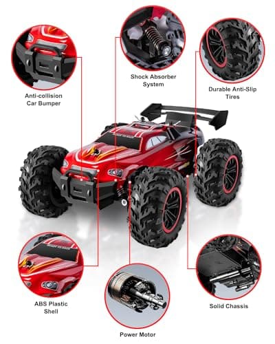 Uplayteck Voiture Télécommandée, 1:18 2WD 2,4 GHz RC Voiture, Tout-Terrain à Grande Vitesse 20+KM/h Véhicule avec Piles Rechargeables, Buggy RTR Truck de Jouet, Cadeau pour 5+ Ans Enfants et Adultes