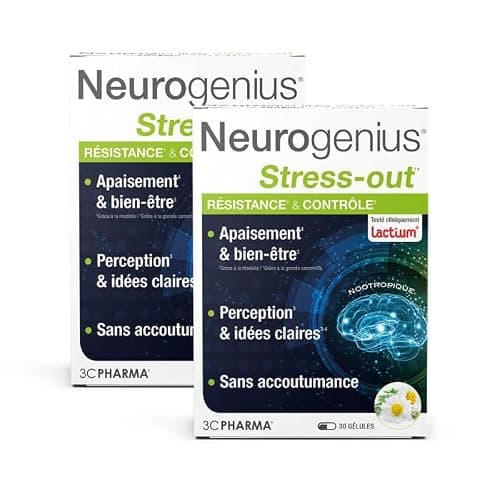 NEUROGENIUS STRESS OUT | Gestion du Stress et Résistance | Complément Nootropique pour la Sérénité Mentale | Formule avec Basilic Sacré, Rhodiola & Grande Camomille | 30 Capsules - 3C PHARMA