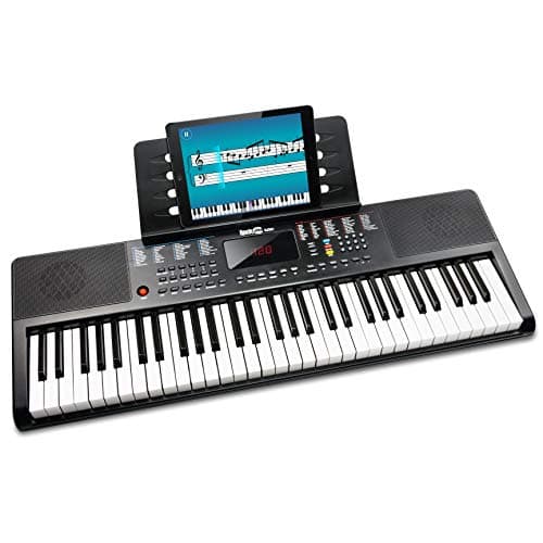 RockJam Clavier Compact 61 touches avec support de partition, alimentation, autocollants pour notes de piano et leçons Simply Piano
