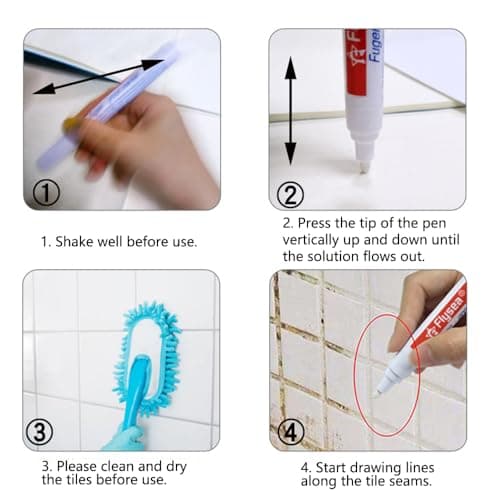 Stylo à Coulis, 6 Pièces Grout Pen, Stylo pour Coulis Tile Grout Stylos Restaurateur Jointoiement Stylo Réparation Marqueur Mur Salle De Bain Plancher Cuisine - Blanc