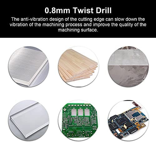 Micro Foret Spiral, 20 Pièces 0.8mm Alliage d'Acier au Tungstène Circuit Imprimé Micro Twists Ensemble d'Outils de Poinçonnage Vertical