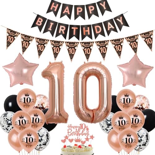 noir or rose ballon 10 ans anniversaire fille décoration gâteau 10 ans anniversaire fille décoration anniversaire 10 ans fille rosegold ballon décoration 10 ans anniversaire fille ballon