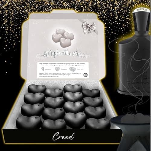 Senteur Creed Fondant Parfumé pour Bruleur Fondant, 16 x 5g Tartelette en Forme de Coeur, en Cire de Soja Vegan, Parfait comme Parfum Maison, Cadeau Femme, Cadeau Cremaillere
