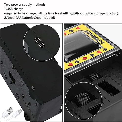 ZONJIE Mélangeur de Cartes Automatique à 2 Plateaux, mélangeur électronique de Cartes de Poker de Casino, Fonctionne avec des Piles USB/AA – Trieur de Cartes à Un ou Deux Jeux de Cartes