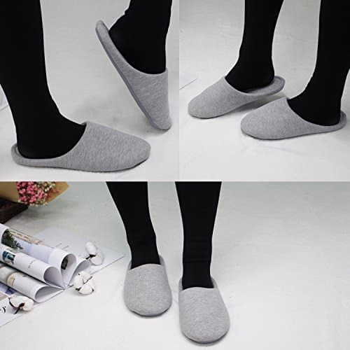 ofoot Pantoufles Intérieur pour Femmes, Chaussures de Ville Antidérapant en Coton Lavable avec Mousse Moire de Forme(Gris,36/37 EU)
