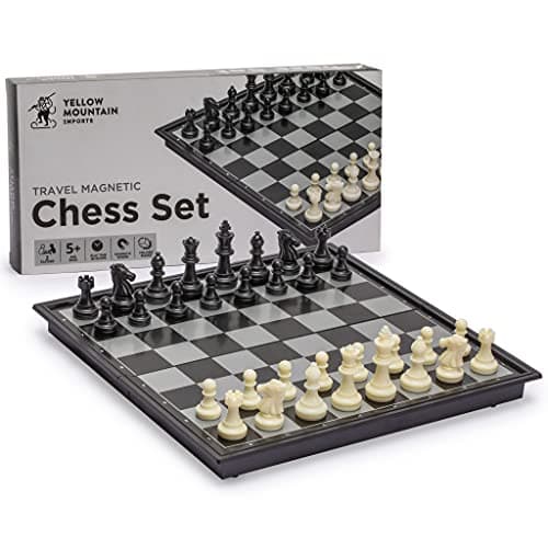 Yellow Mountain Imports Ensemble Portable et Magnétique pour Jeu d'Échecs - Taille Moyenne (24,8 centimètres)