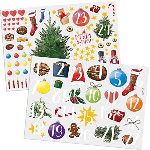 LIVAIA Calendrier de l'Avent à remplir soi-même: Calendrier de l'Avent à faire soi-même avec 24 boites berlingot en carton et autocollants de Noël - Calendrier de l'Avent pour le bricolage par LIVAIA