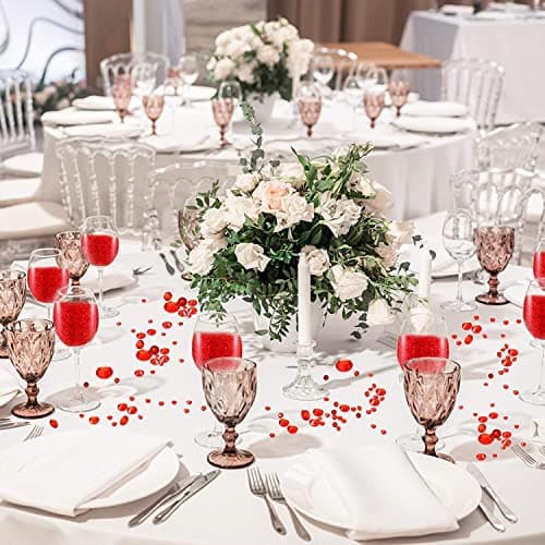 DINGFENG 4000 Pcs de Cristal Rouge, Faux Diamant, Pierre Fantaisie, Décoration de Table, Diamant Acrylique, Cristal de Gemme Dispersée 3 mm 6 mm 10 mm Remplissage de Vase Mariage Fête D'anniversaire