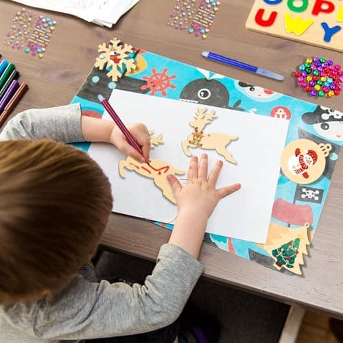 36pcs de pendentifs en Bois Noël kit de Bricolage pour Enfants,Bricolage de Noël DIY décoration de Noël en Bois pendentifs de Noël déco pendentifs Cadeaux,Arbre Noël,Flocon de Neige,Bonhomme de Neige