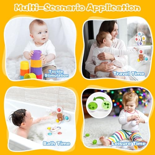 Richday 8 in 1 Montessori Jouets pour Enfants pour 6-12-18mois Empilage Blocs de Construction Corbeille Sensorielle Jouets de Dentition neonati Ragazze Ragazzi giocattoli Regali.