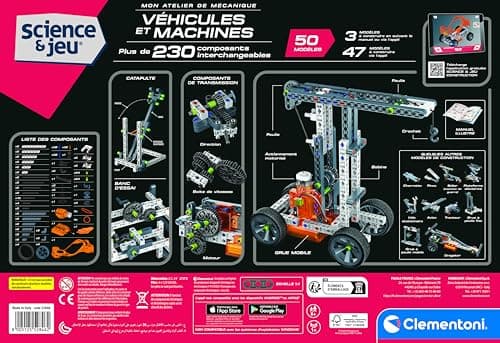 Clementoni - Coffret de Construction pour Enfant 8 Ans - Véhicules et Machines - 250 pièces - 50 constructions de difficulté Variable - Jeux Éducatif pour Enfant - Fabriqué en Italie