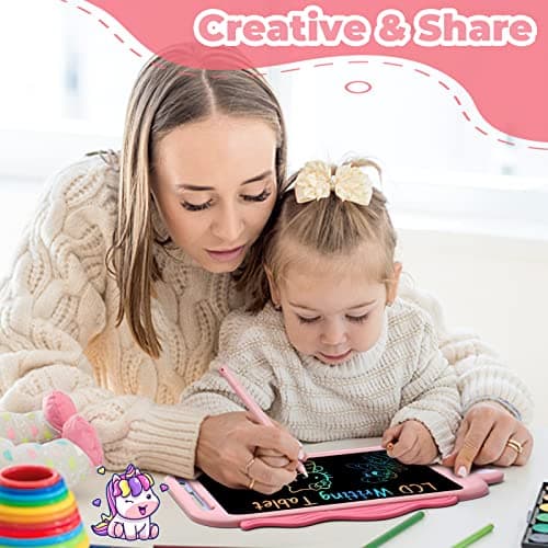 NOBES Ardoise Magique Licorne Jouet Enfant 2 3 4 5 6 Ans Fille, Tablette Dessin 10 Pouces, Tablette D'écriture, Cadeau d'anniversaire Noël Jouets Fille 3 4 5 6 Ans (Rose)