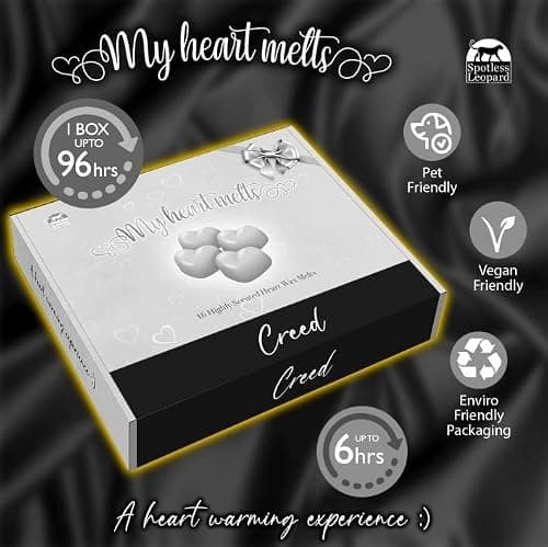Senteur Creed Fondant Parfumé pour Bruleur Fondant, 16 x 5g Tartelette en Forme de Coeur, en Cire de Soja Vegan, Parfait comme Parfum Maison, Cadeau Femme, Cadeau Cremaillere