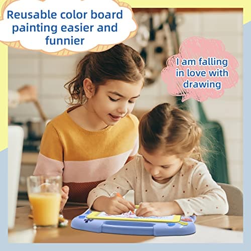 AiTuiTui Ardoise Magique Tableau, Planche à Dessin Magnétique pour Enfant Tablette de Croquis Effaçable Jouets créatifs avec 2 Timbres pour Les Cadeaux d'anniversaire pour Enfants