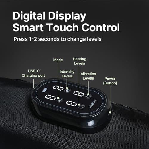 HubiCare Masseur de jambes et de mollets, masseur de compression avec 4 modes, 3 intensités, chaleur, vibration, rechargeable, taille réglable, adapté à la relaxation des jambes (paire)