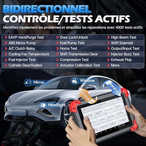 XTOOL D7 OBD2 Valise Diagnostic Auto, Bidirectionnel/Test Actif avec Codage ECU, Diagnostic Complet Système, 36+ Resets, Codage des injecteurs/ABS/EPB/SAS/TPMS, CANFD/DOIP, FCA, Mise à Jour 3 Ans