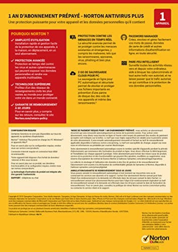 Norton Antivirus Plus 2025| 1 Appareil | 1 An d'Abonnement en renouvellement automatique| PC/Mac| Téléchargement