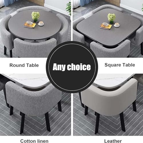 Générique Ensemble de Table à Manger avec Chaises Ensemble de Table à Manger Ronde Carrée avec Chaises Table de Conférence Moderne et 4 Chaises Combinaison Table de Réception,R,80cm/31.5in