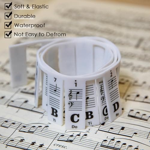 Guide Des Notes De Piano Pour l'apprentissage Des Débutants, étiquettes Amovibles de Notes De Piano Pour Toutes Les Touches 88/61 Pas Besoin D'autocollants Réutilisables En Silicone (Noir)