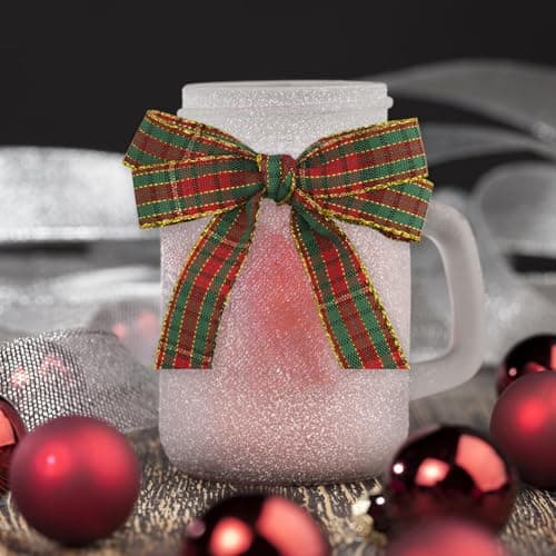 G2PLUS 25 Yards Ruban de Noël 15mm Ruban à Carreaux Rouge et Vert avec Bord Doré Ruban Décoratif pour Emballage Cadeau,Artisanat Décoration D'arbre de Noël