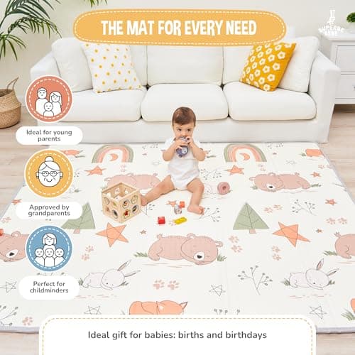 Tapis de Jeu pour Enfant Bebe 150x180x1cm Tapis de Sol XXL en Mousse Epais Pliable Reversible - Tapis d'éveil pour Bébé - Tapis de Motricité Favorisant Le Développement Sensoriel Cadeau bébé