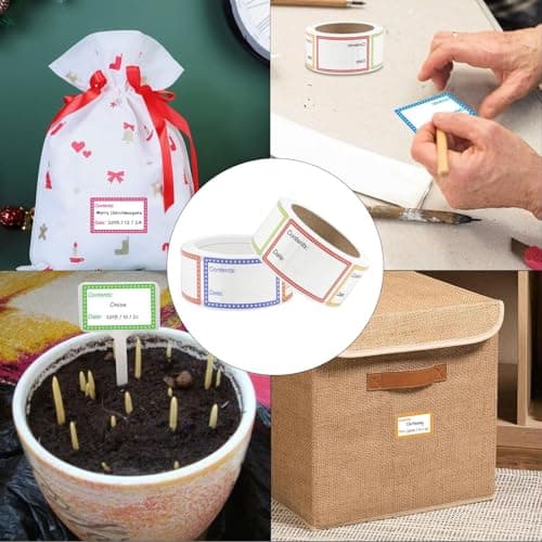 AZWOOD Etiquettes Autocollantes Bocaux, 2 Rouleaux 1000 Étiquettes Confitures - 25 x 40mm Étiquettes Multifonctionnel Universelles pour Boîtes de Congélation, Bocaux (Multicolore)