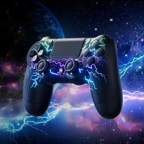 ECHTPower Manette pour PS4, Manette sans Fil Pro avec Lumière LED, Batterie Rechargeable 1000mAh, Prise Audio 3,5 mm, 6 Axes et Dual Vibration, Compatible PS4/ Slim/Pro et PC Windows(Filaire)