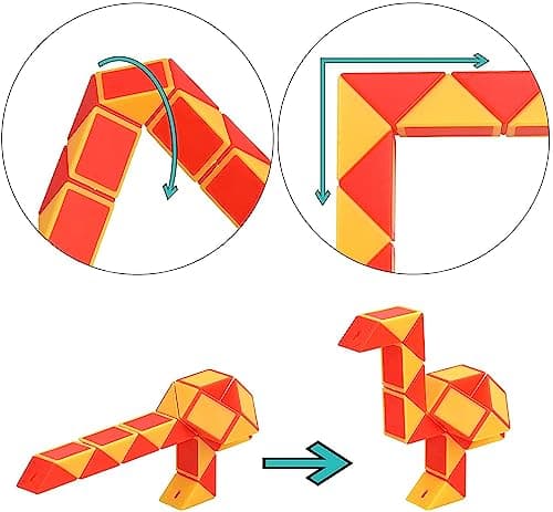 GOLDGE 24 Pièces Serpent Magique avec 24 Blocs, Snake Puzzle Cube, Magie Serpent Twist Puzzle Cube Toy, Jouets Magic Ruler, Mini Magic Snakes Cube pour Adultes et Enfants, Cadeau Anniversaire Enfants