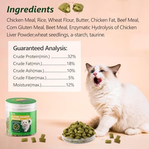TZL Friandises Croustillantes et Douces, Friandises pour Chats au Goût de Poulet, Entièrement Naturelles et sans Danger pour Les Chats (100g)