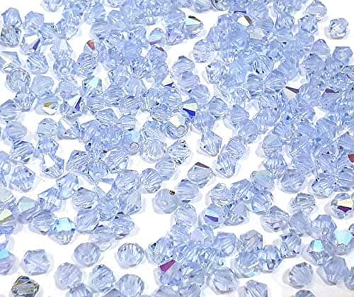 Preciosa – Lot de 40 perles de verre en cristal de Bohème de 4 mm – À facettes biseautées à double cône – Choix de couleurs, Cristal, Aquamarine AB, 4x4 mm