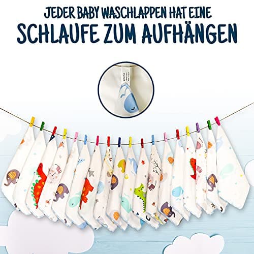 Omilion Lot de Serviettes pour Enfants en Mousseline (18 Pcs.) | Serviettes de Bain pour Bebe en Coton Naturel | Serviette de Visage Bebe | Mousseline pour Bebe Idée 22x22cm