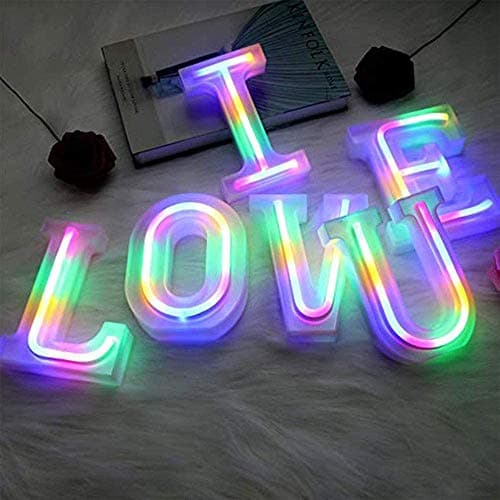 Enseignes Lumineuses Veilleuse au Néon, Light Up LED Letters Lights Light Up Marquee Lettres Lumières Lettres Enseignes au Néon Batterie USB (N)