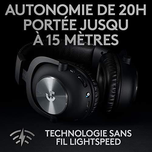Logitech G PRO X LIGHTSPEED Casque gaming sans fil avec technologie de filtre de micro Blue VOICE, transducteurs PRO-G 50mm, DTS Headphone: X 2.0, 20 heures de batterie, PC, PS5, PS4, Switch - Noir