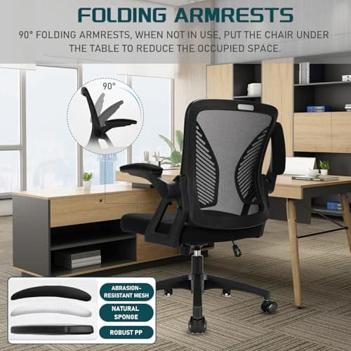 Milacyee Chaise de Bureau Ergonomique, Chaise de Bureau avec accoudoirs réglables, Soutien Lombaire, Réglable en Hauteur, Chaise de Bureau pivotante avec Dossier en Filet Respirant, Noir