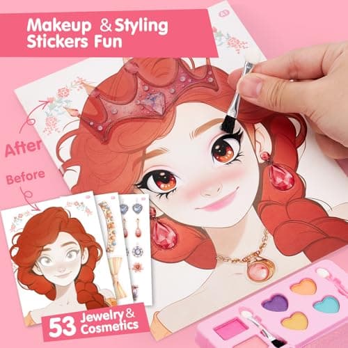 COCO&Friends Jouet Fille 5 6 7 ans Diamond Painting Enfant avec Foil Stickers, Activites Manuelles pour Enfants Princesse Habiller Livre de Coloriage, Cadeau Fille 5 6 7 ans Anniversaire Noël