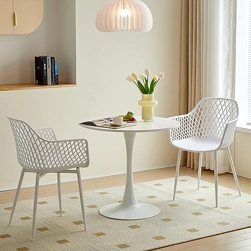 buybyroom Table de Salle à Manger Ronde Moderne scandinave Simple Petite Table pour Cuisine, Salle à Manger et Salon Blanc