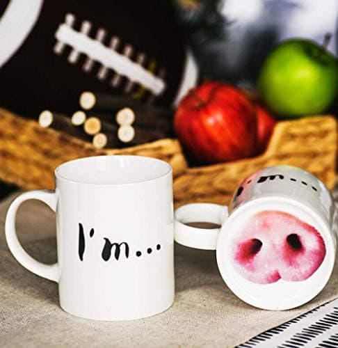 auvstar Tasse Amusante créative, Céramique Porc Nez Café Tasse de thé Nouveauté Tasse à Eau de Bureau à Domicile, Cadeau pour Famille, Ami, Enseignant (Nez de Cochon)