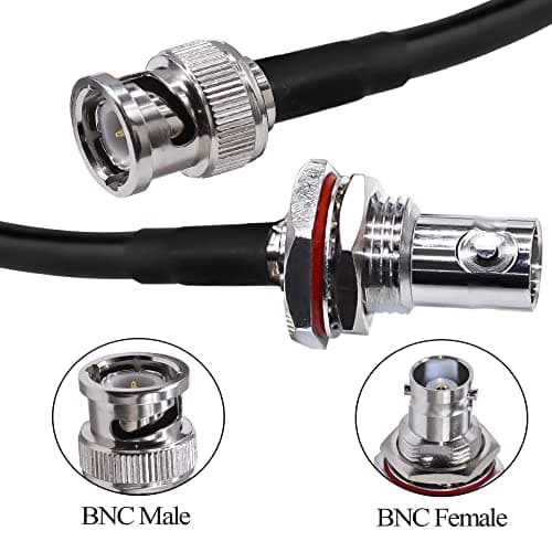 TUOLNK Câble BNC RG58 Câble de raccordement BNC mâle à BNC femelle cloison à faible perte 50 ohms CB Radio Câble coaxial 16,4 pieds (5 M) Câble d'extension d'antenne Wifi pour radio HAM