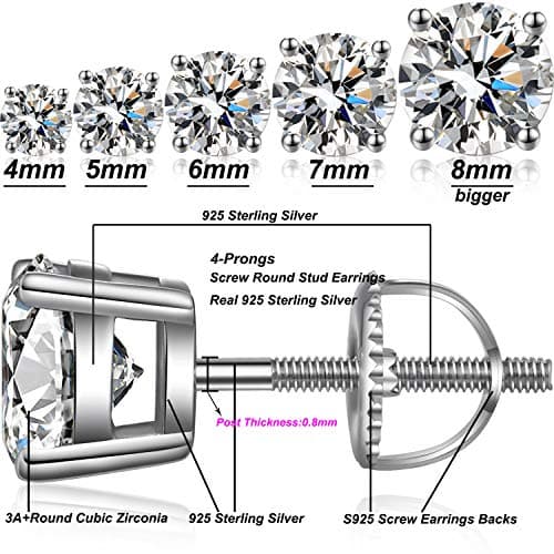 Boucles d'Oreilles Femme Diamant,Boucles d'Oreilles Homme Femme Argent,Boucles d'Oreilles Zircone Cubique Argent,Boucles d'Oreilles CZ,Boucles d'Oreilles Argent Diamant Fausses,Boucle d'Oreille Homme