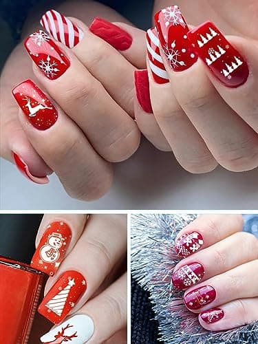 EBANKU 10 Pièces Nail Art Stamping Plaques, Plaque Stamping Nail Art Flocon De Neige Bonhomme De Neige Plaques d'Estampage d'Ongles pour Femme Filles Nail Décoration(B)