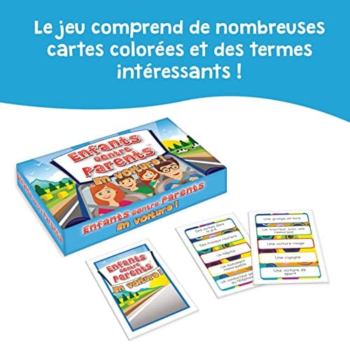 Enfants Contre Parents. en Voiture! Jeu de Voyage Jeux de Société pour Enfants et Adultes Quiz Jeu de Cartes 6 Ans