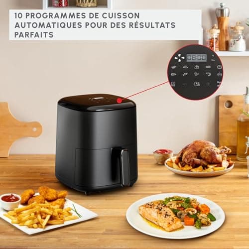 Moulinex Easy Fry Max Friteuse sans huile, Capacité XL de 5 L, Jusqu'à 6 personnes, 10 programmes automatiques, Ecran tactile digital, Gain de temps et d'énergie, air fryer EZ245820