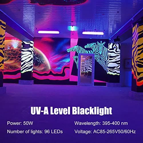 2 Pièces LED UV Lumière,50W lumière Noire de Barre UV Éclairage IP66 Imperméable,Lampe noire à 96 LEDs, Avec Fiche et Interrupteur,Blacklight Eclairage Pour Club Fête Terrasse Noël Scène Peinture Fluo