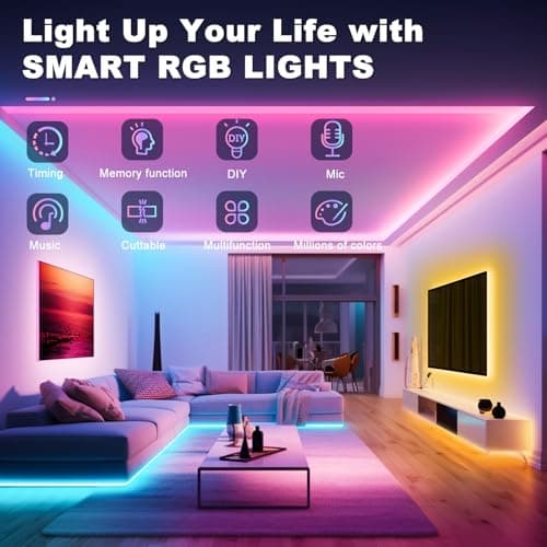Ruban LED, 10M Flexible RGB Bande LED Decoration Chambre, Bluetooth App Contrôle Synchroniser avec Rythme de Musique, Led Chambre pour Gaming Room, Plafond, Mariage, Fête, Cuisine, TV, Bureau