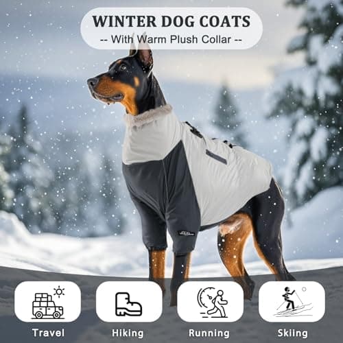 Manteau d'hiver pour Chien Veste Polaire Douce avec Anneau de Harnais et Poche, Imperméable, Coupe, Veste de Sport pour Chien à 2 Pattes pour Les Chiens de Taille Moyenne et Grande, L