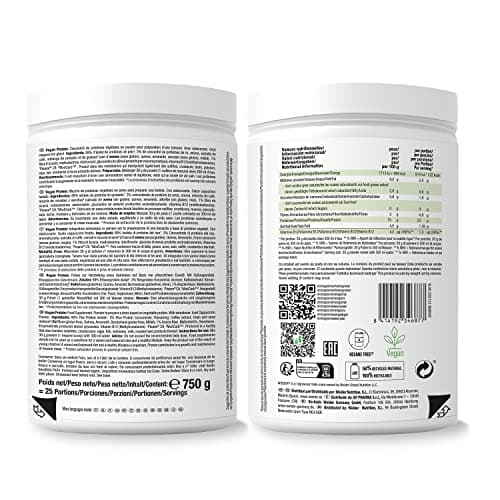 Weider Vegan Protein (750g) Goût Cappuccino. Protéines 100% Vegetal 23g/dose, Pois (Isolat Pisane) & Riz. Avec Vitamine B12 & Stevia. Sans Gluten, Sans Sucre. Emballage 50% Recyclé, 100% Recyclable